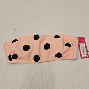 Xhilaration Women's Strapless Polka Dot Bandeau Bikini Top- Pink/Black- XS